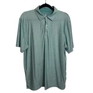 Hickey Freeman Size Medium Green Floral Golf Polo Shirt Short Sleeve Outdoors